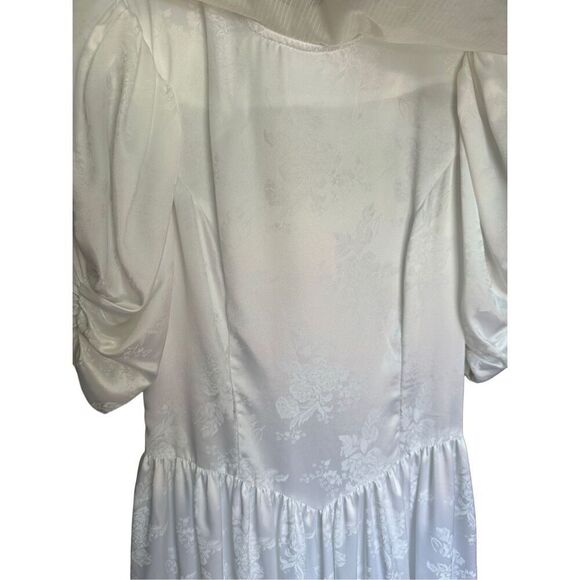 Vintage Gunne Sax Jessica McClintock White Satin w/ Lace overlay collar wedding - Picture 13 of 16